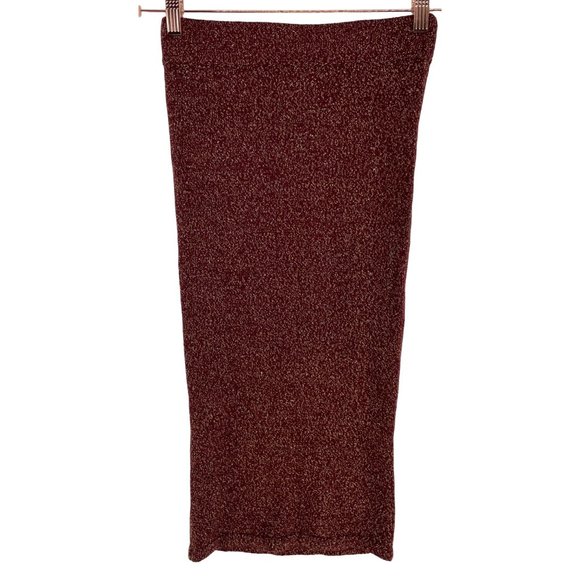 Forever 21 Women's Size Small Burgund/Metallic Sparkly Gold Stretchy Knit Skirt - Picture 1 of 4